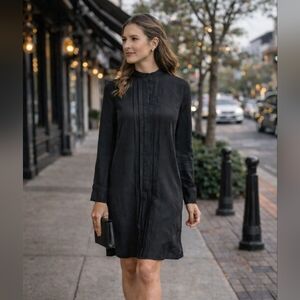 Kate Spade Saturday Black 100% Silk Tuxedo Shirt Dress | Size M | NWT